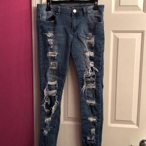 This item is two toned blue holy jeans.